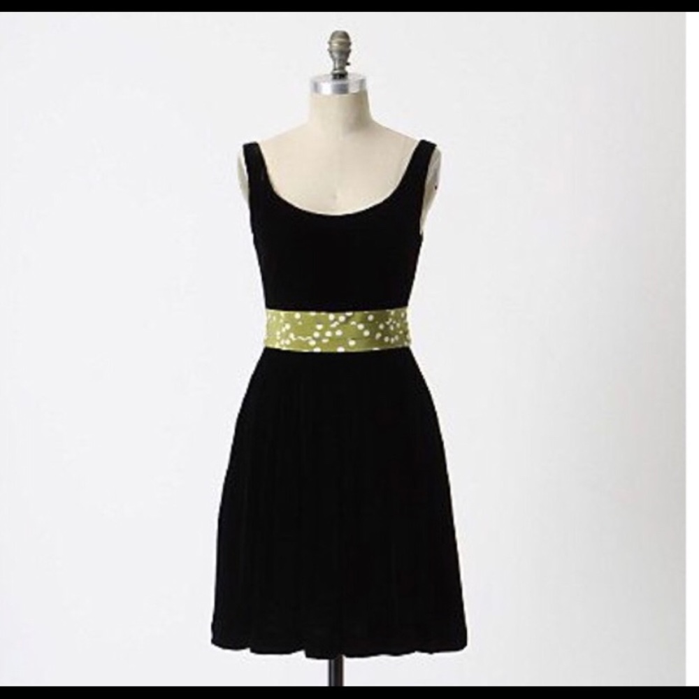 Anthropologie Black Velvet Dress